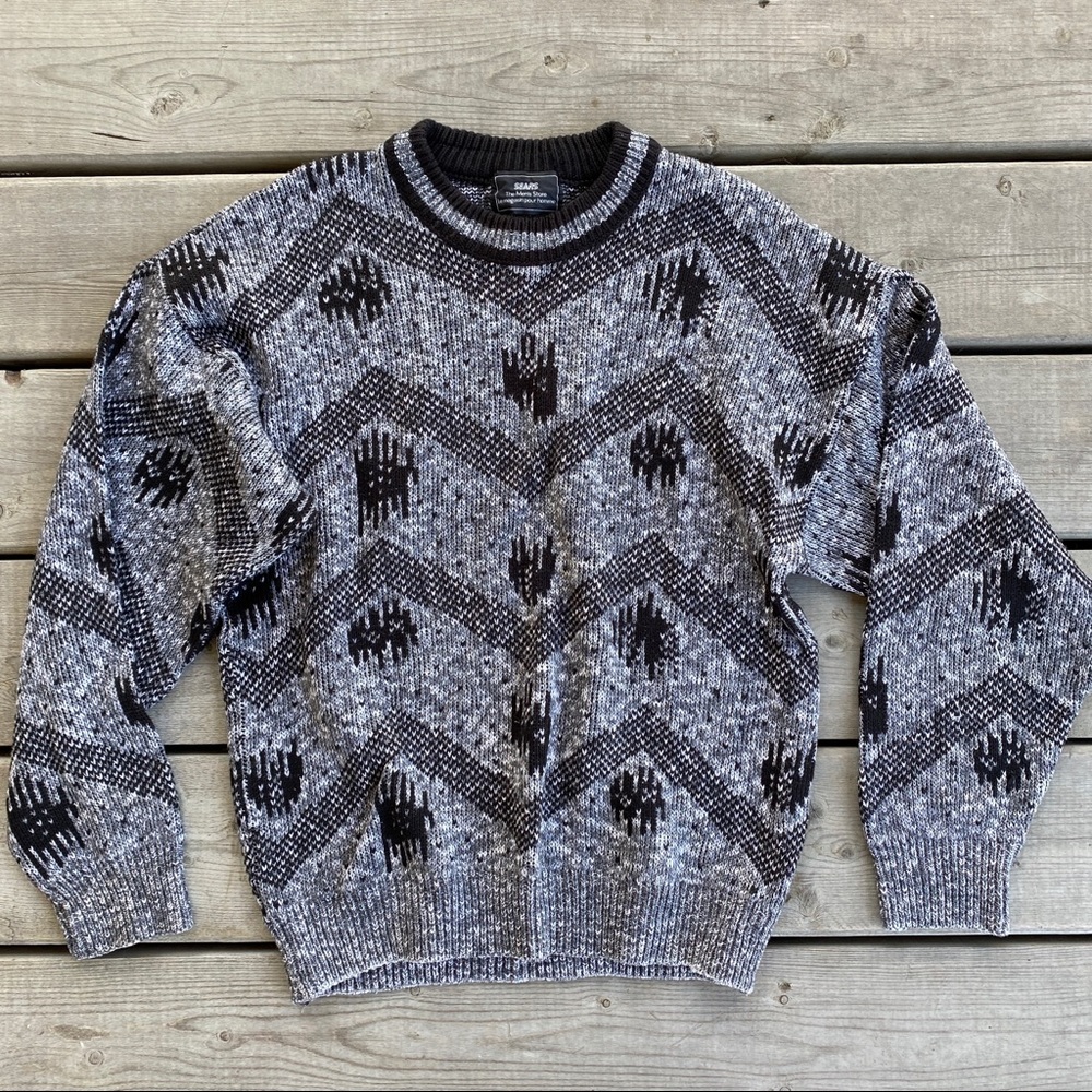 Sears Black and Gray Crewneck Sweater